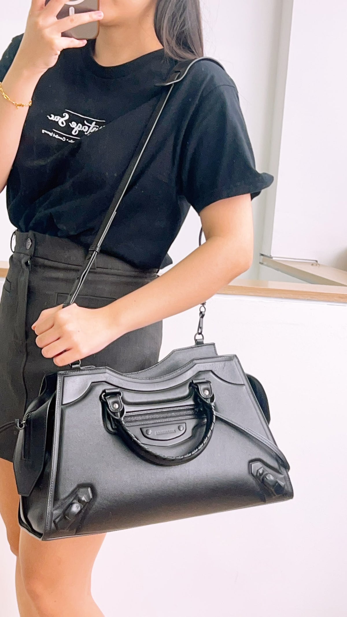 Balenciaga Black Smooth Grained Calfskin Neo Classic City Bag
