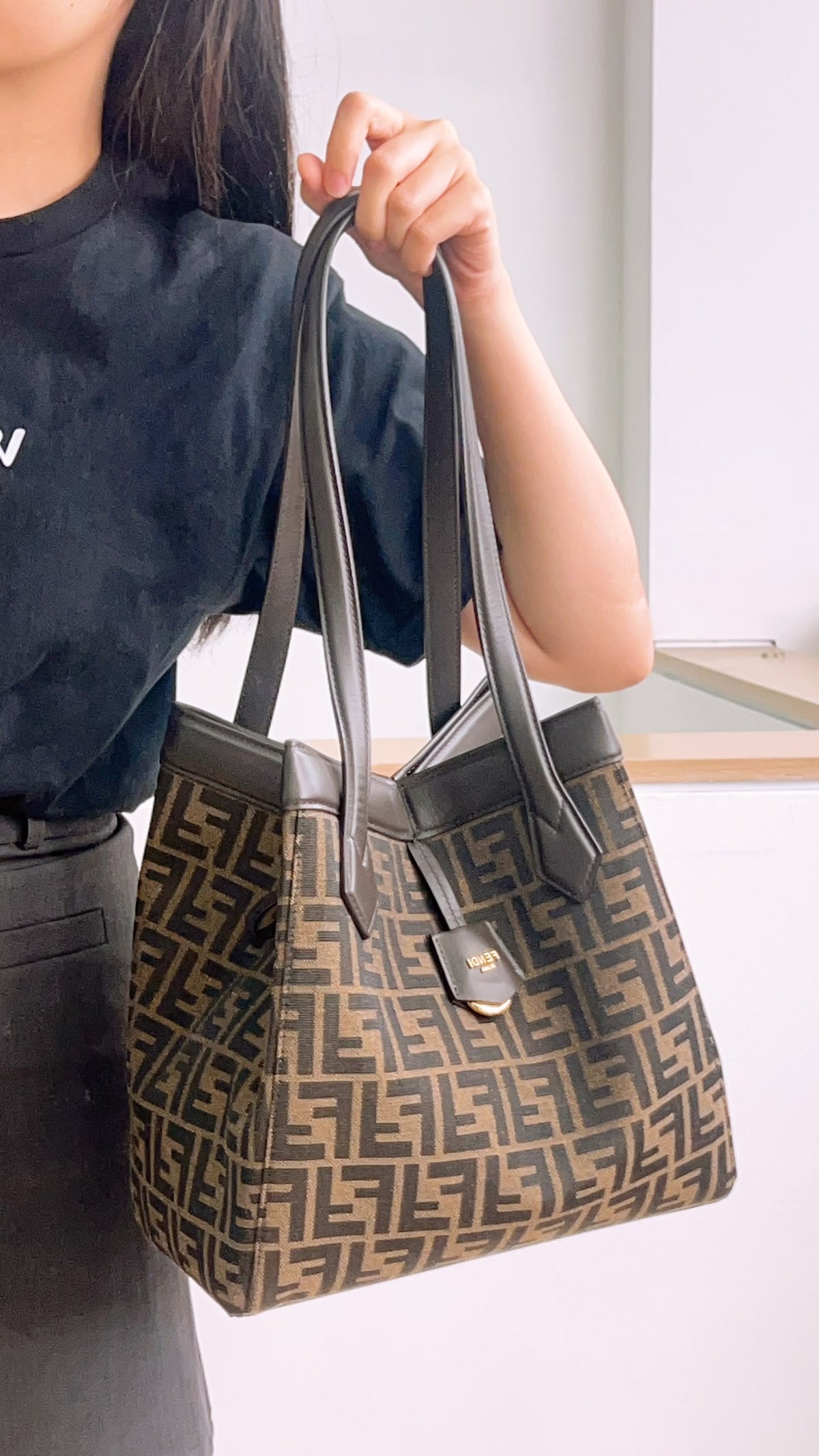 Fendi Brown Jacquard Origami Medium