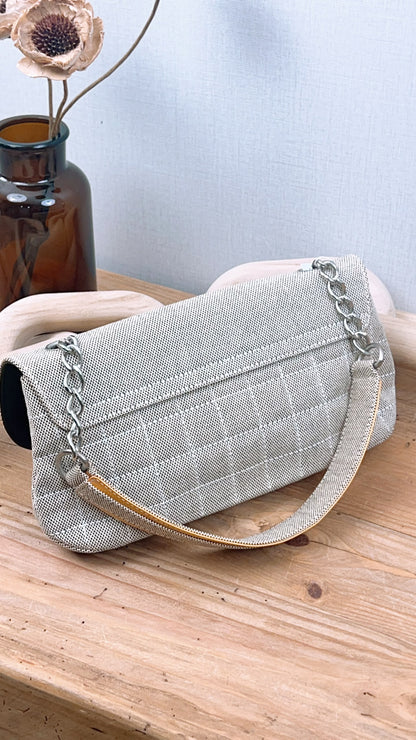 Chanel Grey Canvas Camellia No.5 Shoulder Bag