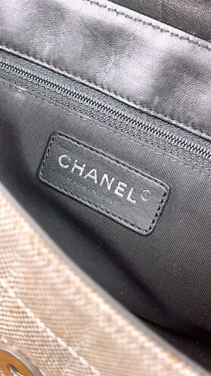 Chanel Grey Canvas Camellia No.5 Shoulder Bag