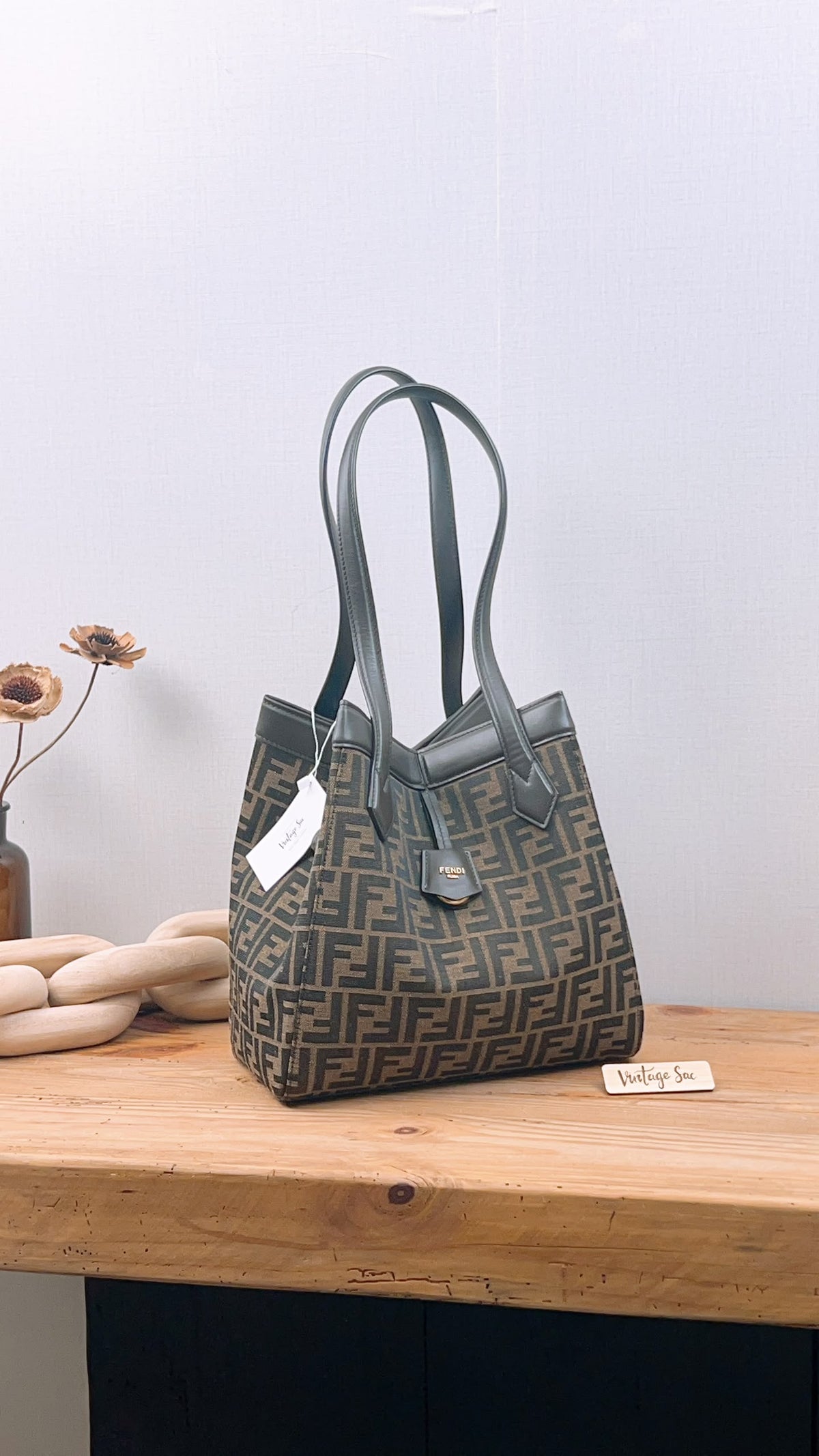 Fendi Brown Jacquard Origami Medium