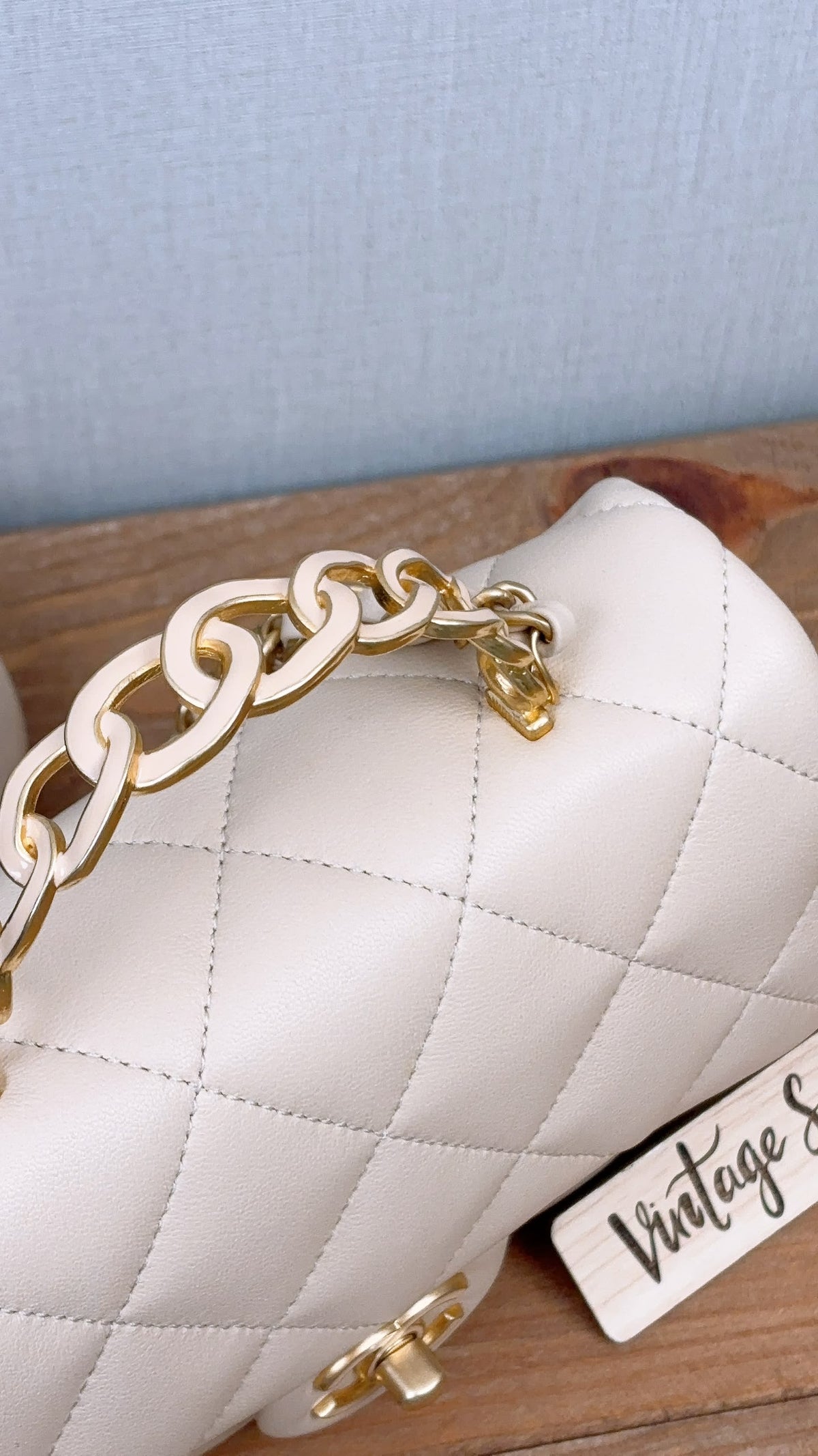 Chanel Beige Lambskin 25C Enamel Top Handle Flap Bag (GHW)