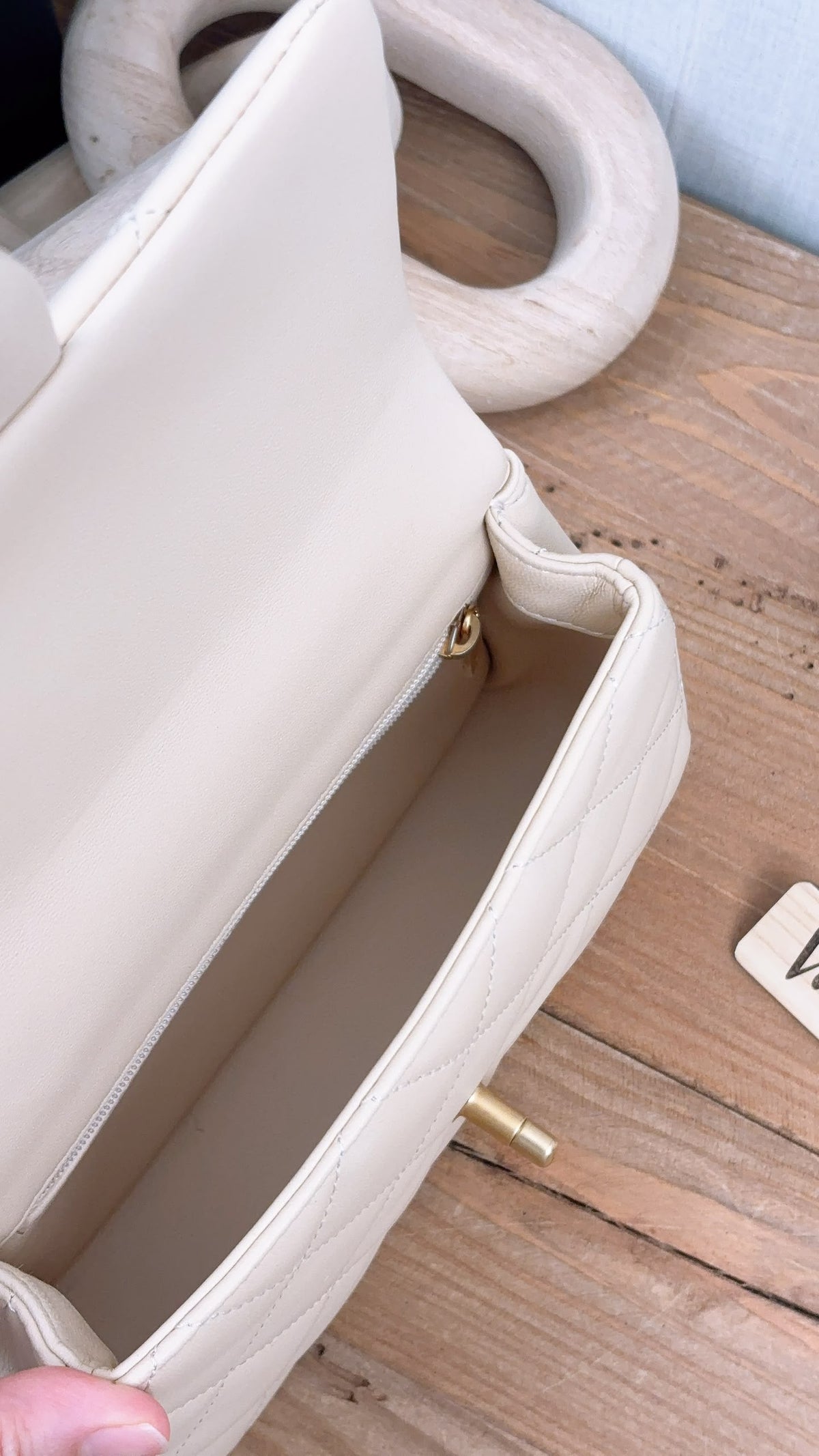 Chanel Beige Lambskin 25C Enamel Top Handle Flap Bag (GHW)