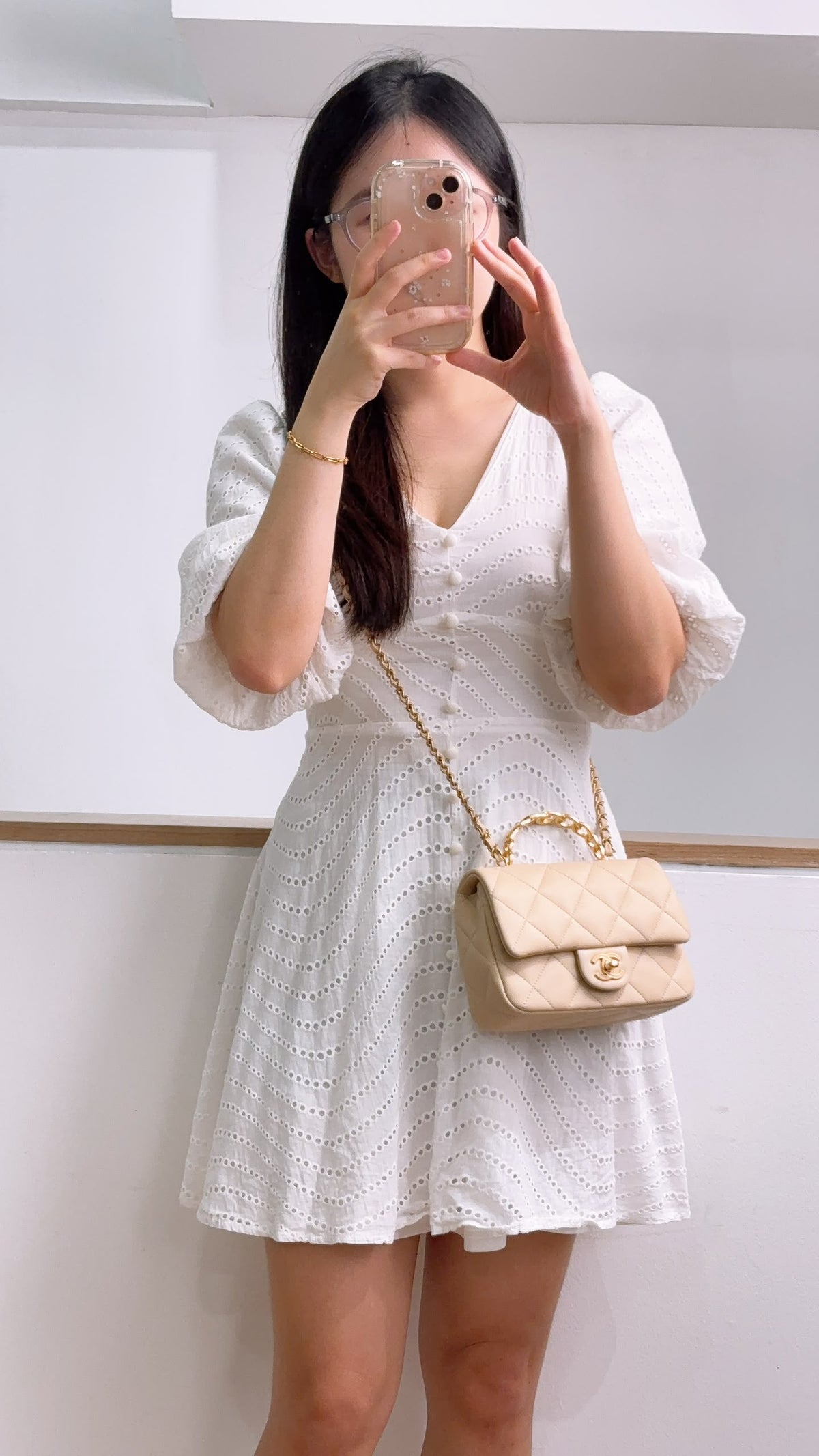 Chanel Beige Lambskin 25C Enamel Top Handle Flap Bag (GHW)