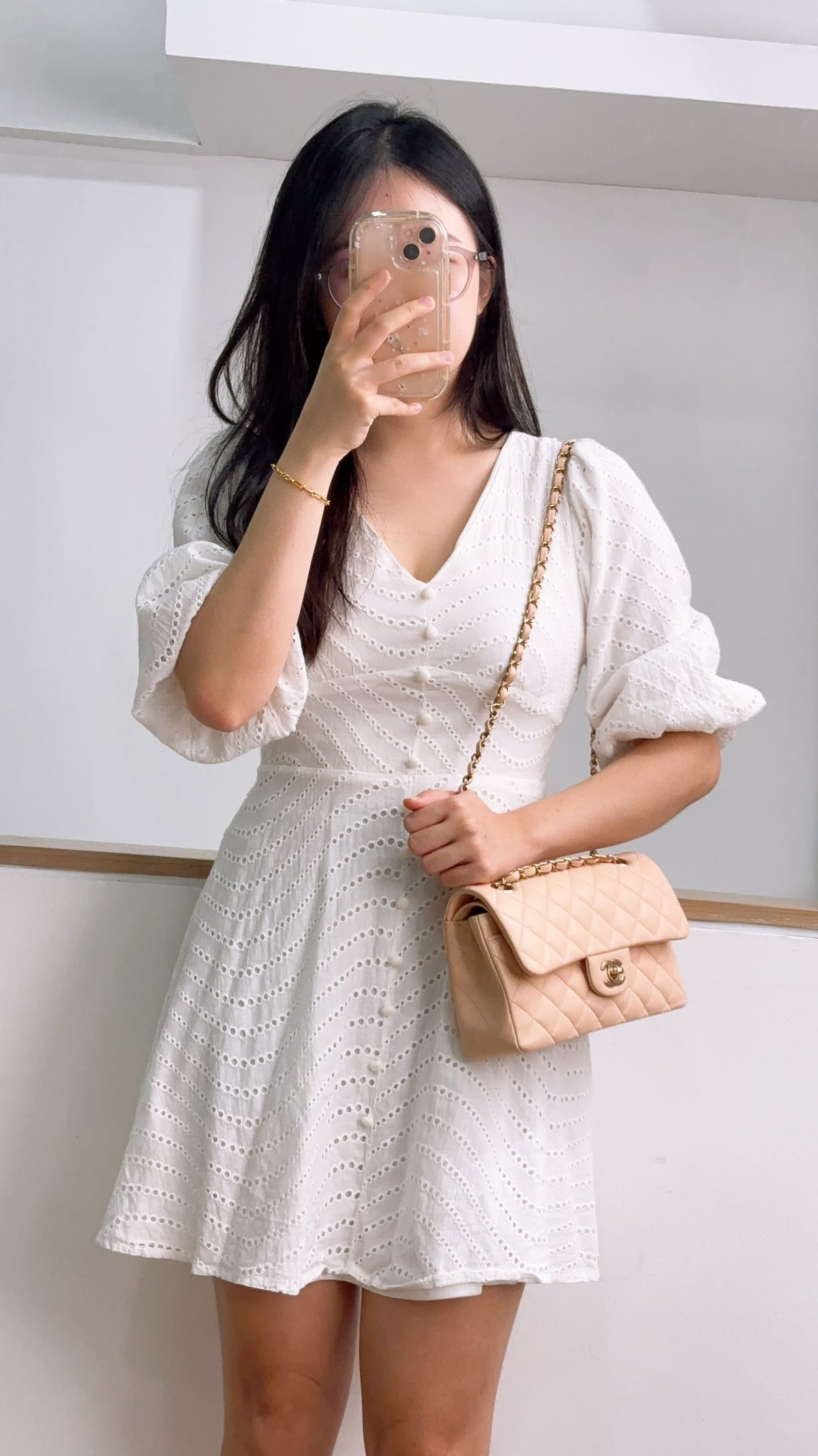 Chanel Peach Nude Caviar Small CF (LGHW)
