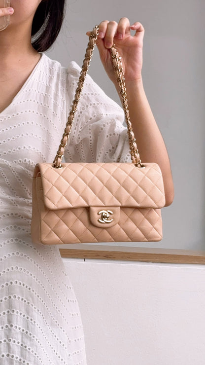 Chanel Peach Nude Caviar Small CF (LGHW)