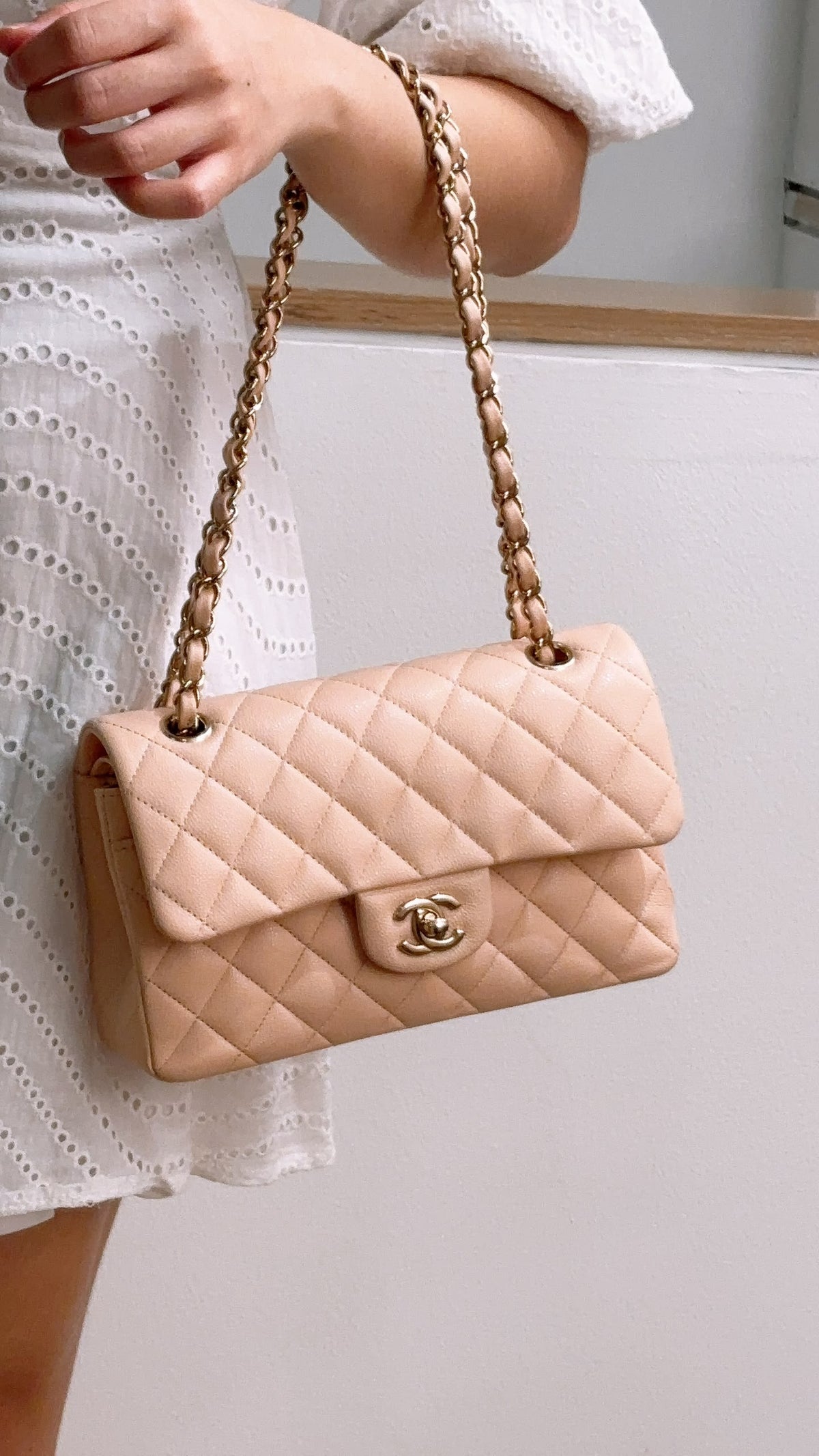 Chanel Peach Nude Caviar Small CF (LGHW)