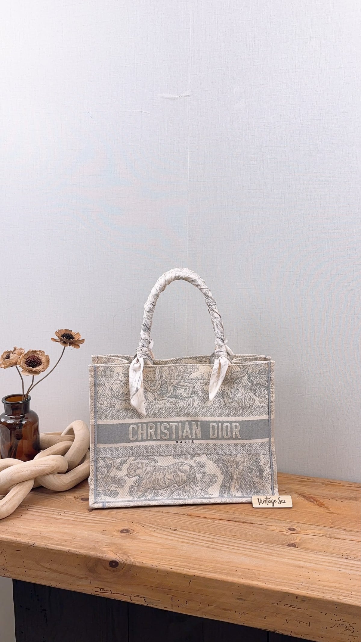 Dior Grey Toile de Jouy Medium Book Tote