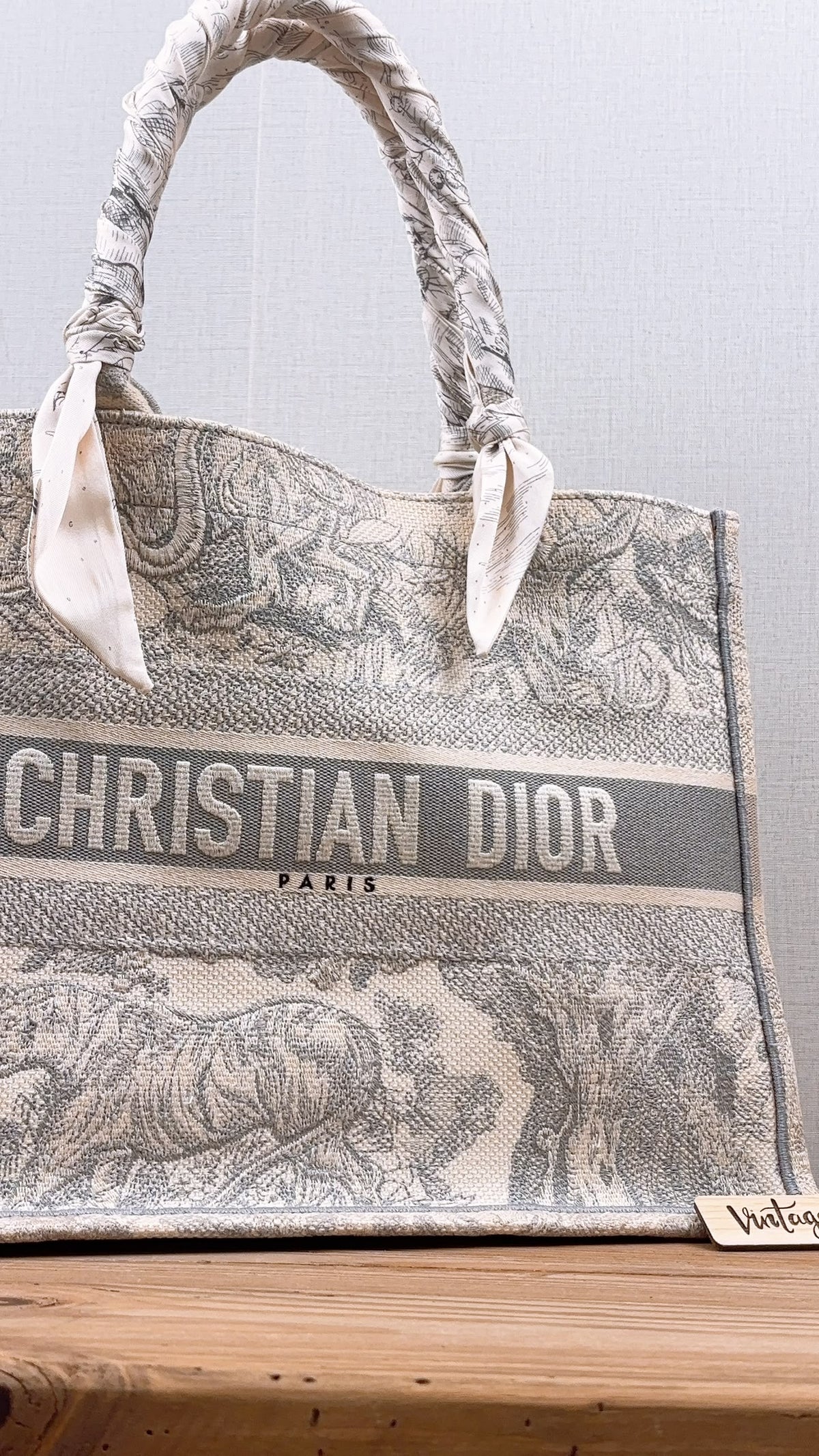 Dior Grey Toile de Jouy Medium Book Tote