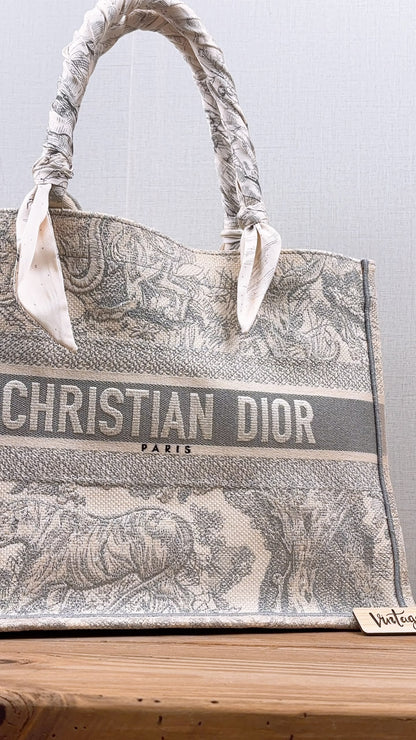 Dior Grey Toile de Jouy Medium Book Tote