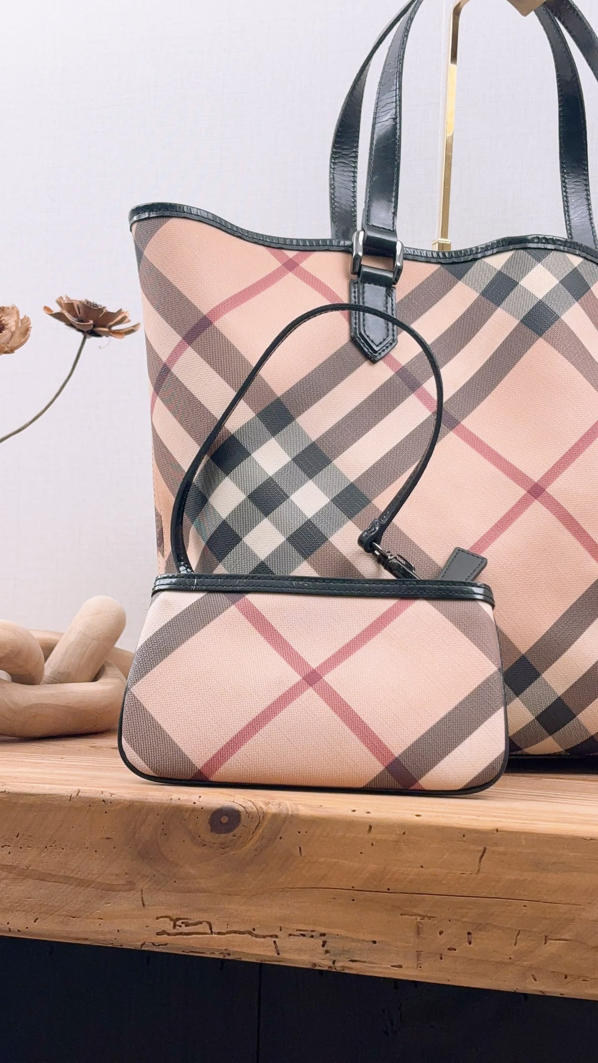 Burberry Coated Canvad Supernova Tote with Pouch