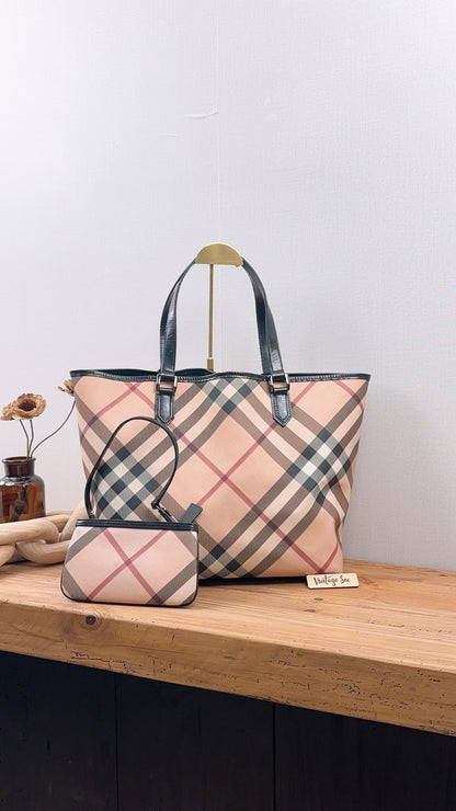 Burberry Coated Canvad Supernova Tote with Pouch
