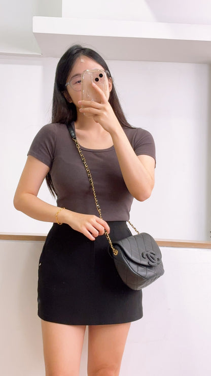Chanel Black Caviar 23P Saddle Mini Messenger Bag (GHW)