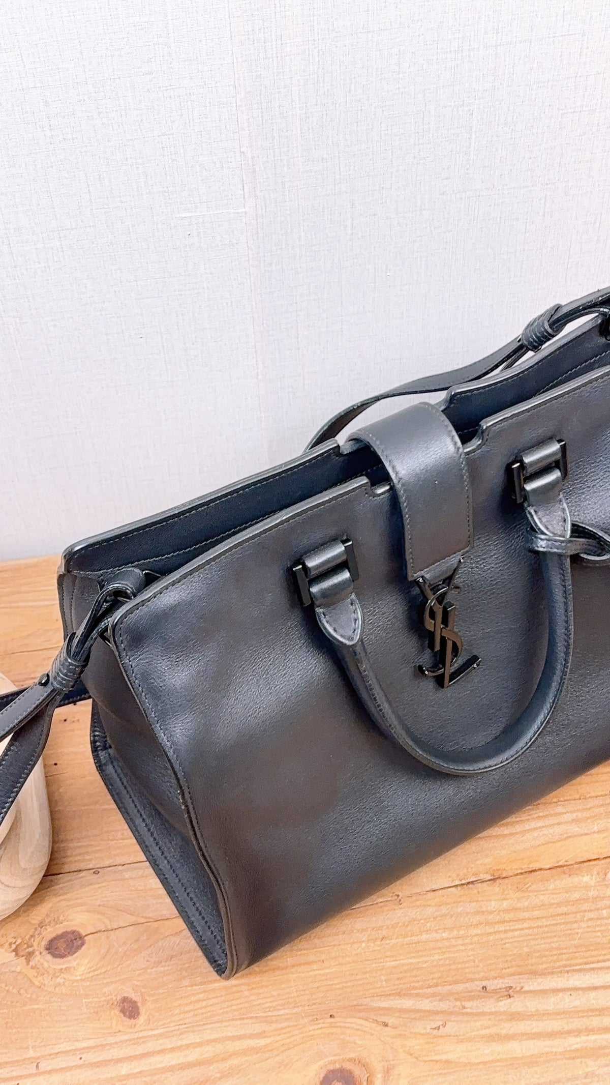 YSL Black Calfskin Cabas 2-Way Bag