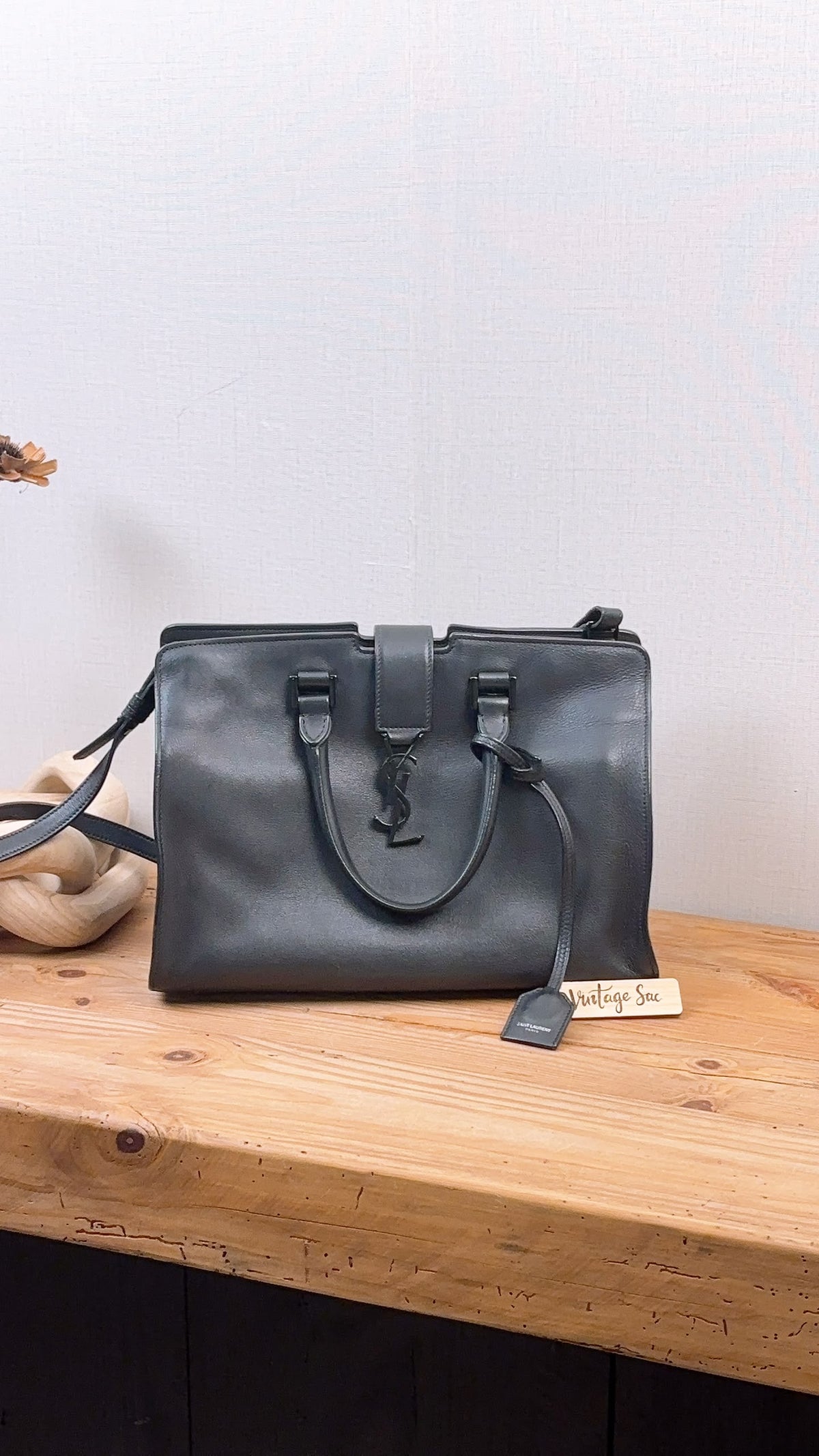 YSL Black Calfskin Cabas 2-Way Bag