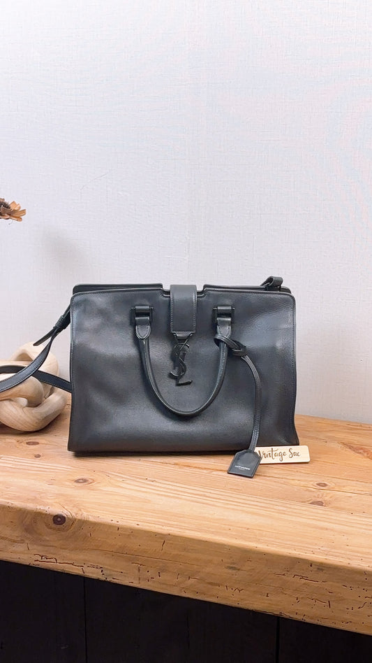 YSL Black Calfskin Cabas 2-Way Bag