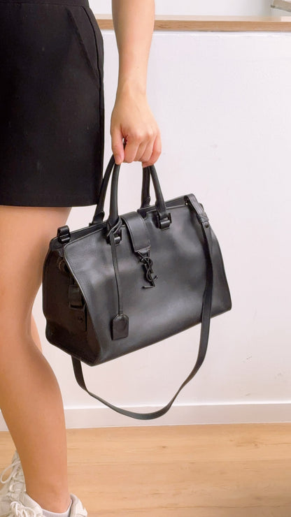 YSL Black Calfskin Cabas 2-Way Bag