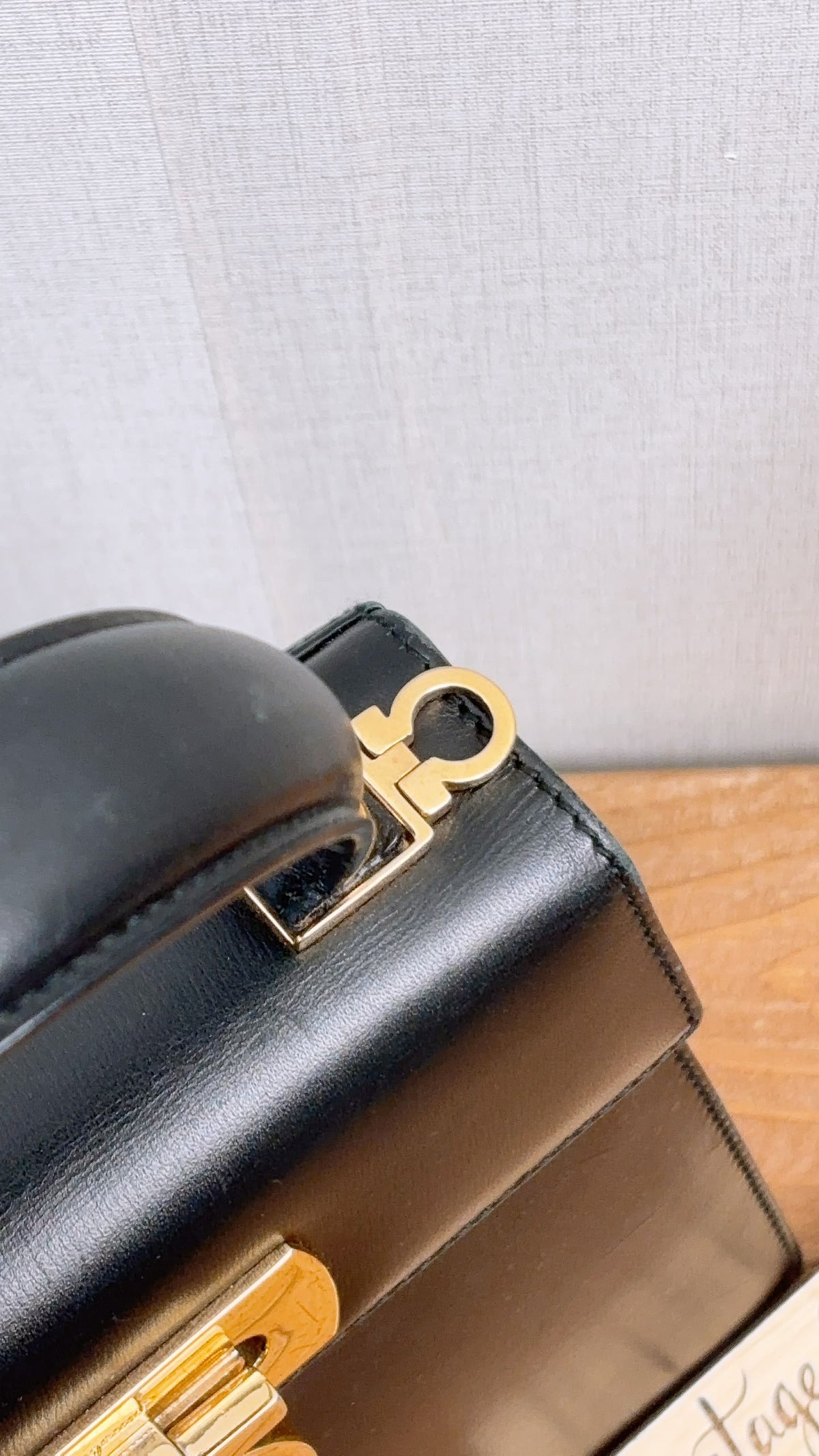 Salvatore Ferragamo Black Calfskin Gancini Kelly Bag