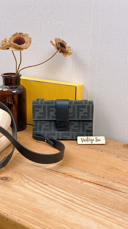 Fendi Marsudio Black Baguette Convertible Pouch (SBHW)