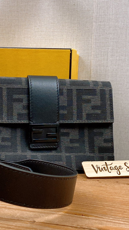 Fendi Marsudio Black Baguette Convertible Pouch (SBHW)