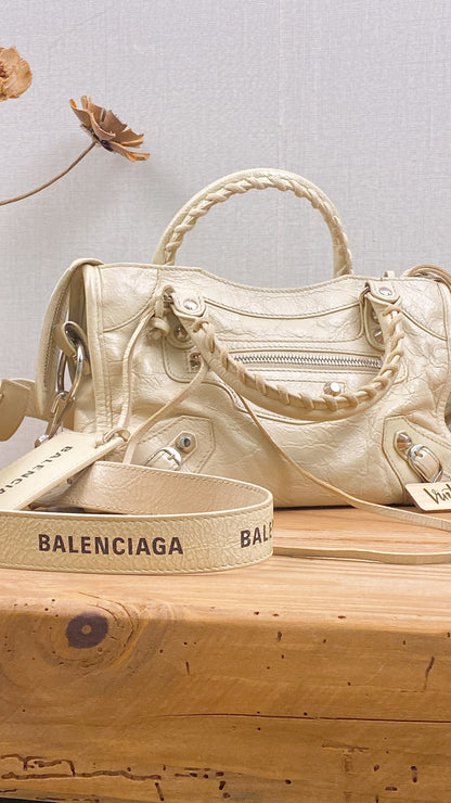 Balenciaga Ivory Mini City (SHW)