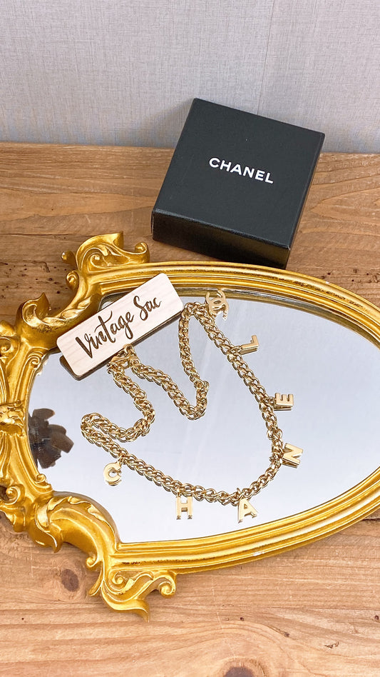 Chanel Gold Logo Charm Necklace