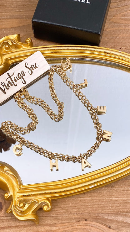 Chanel Gold Logo Charm Necklace