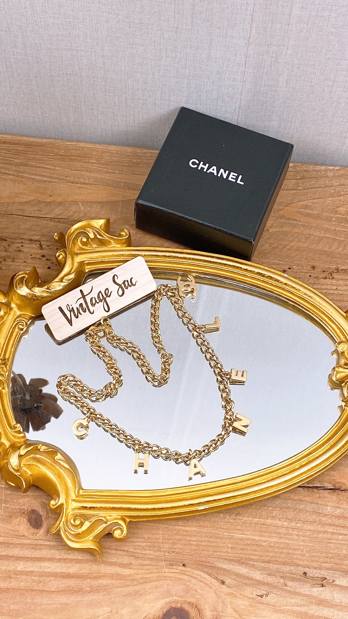 Chanel Gold Logo Charm Necklace