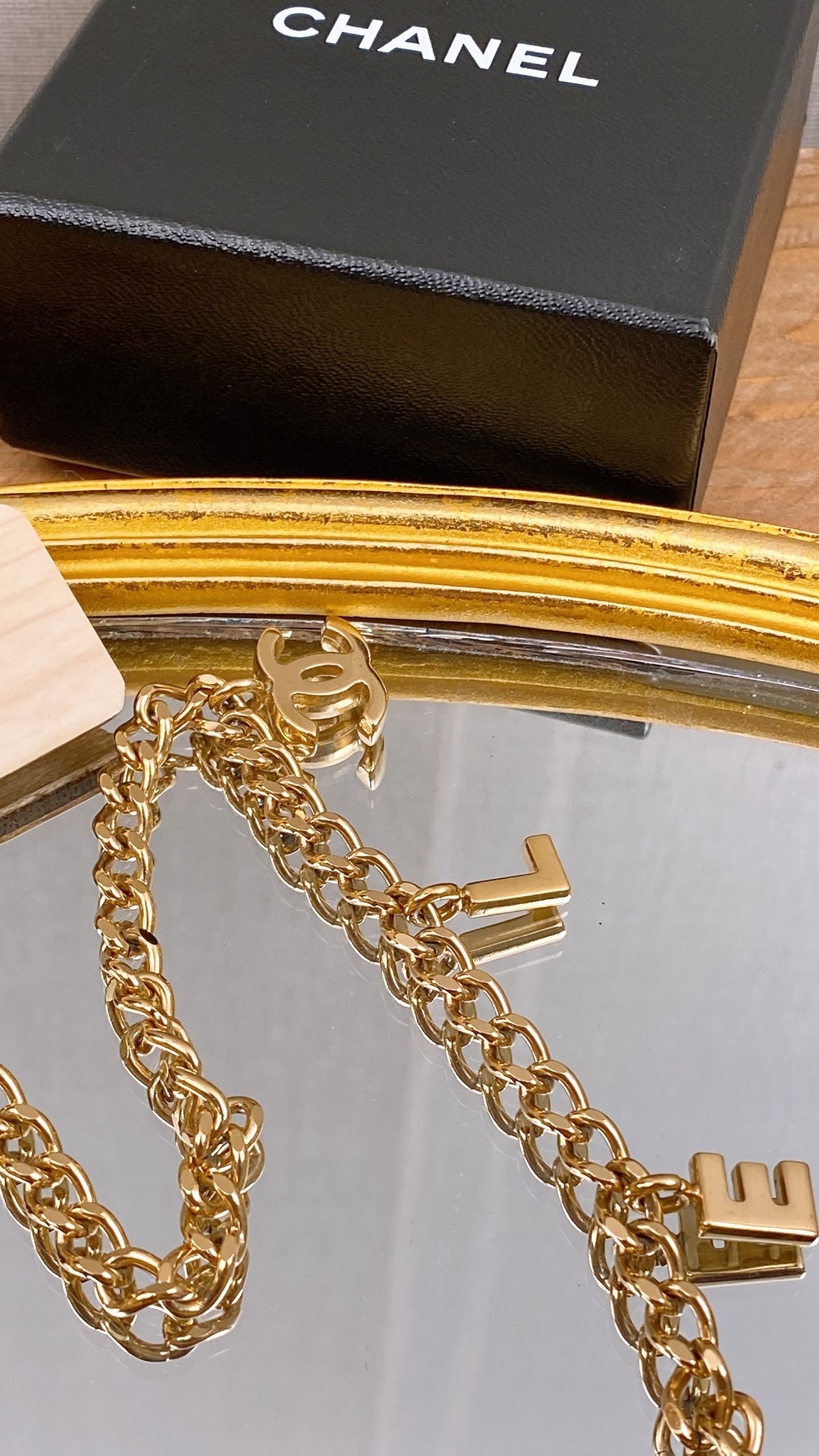 Chanel Gold Logo Charm Necklace