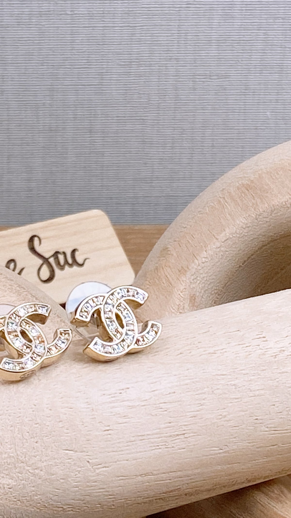 Chanel Light Gold Bi Color Diamanté Earrings