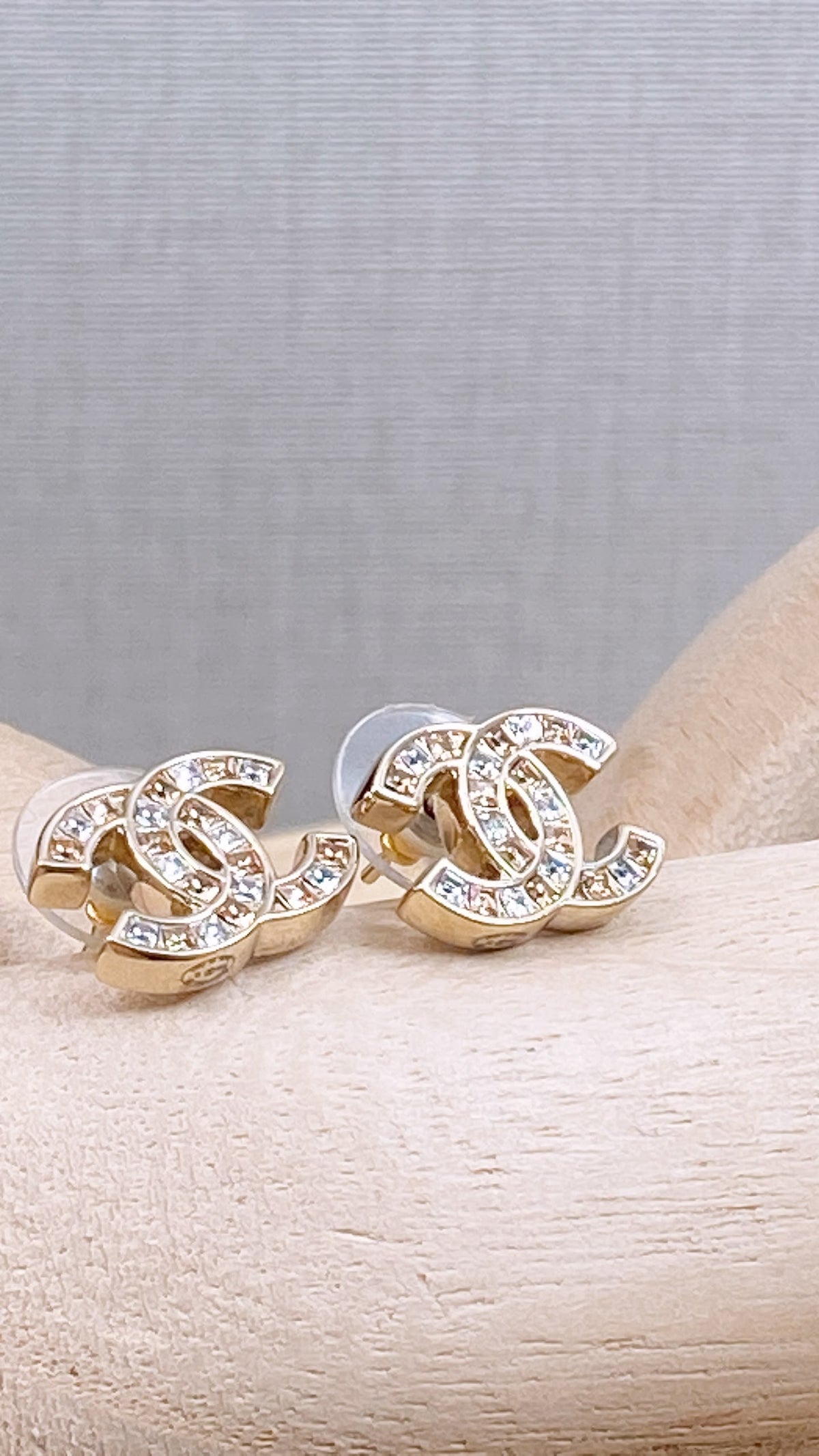 Chanel Light Gold Bi Color Diamanté Earrings