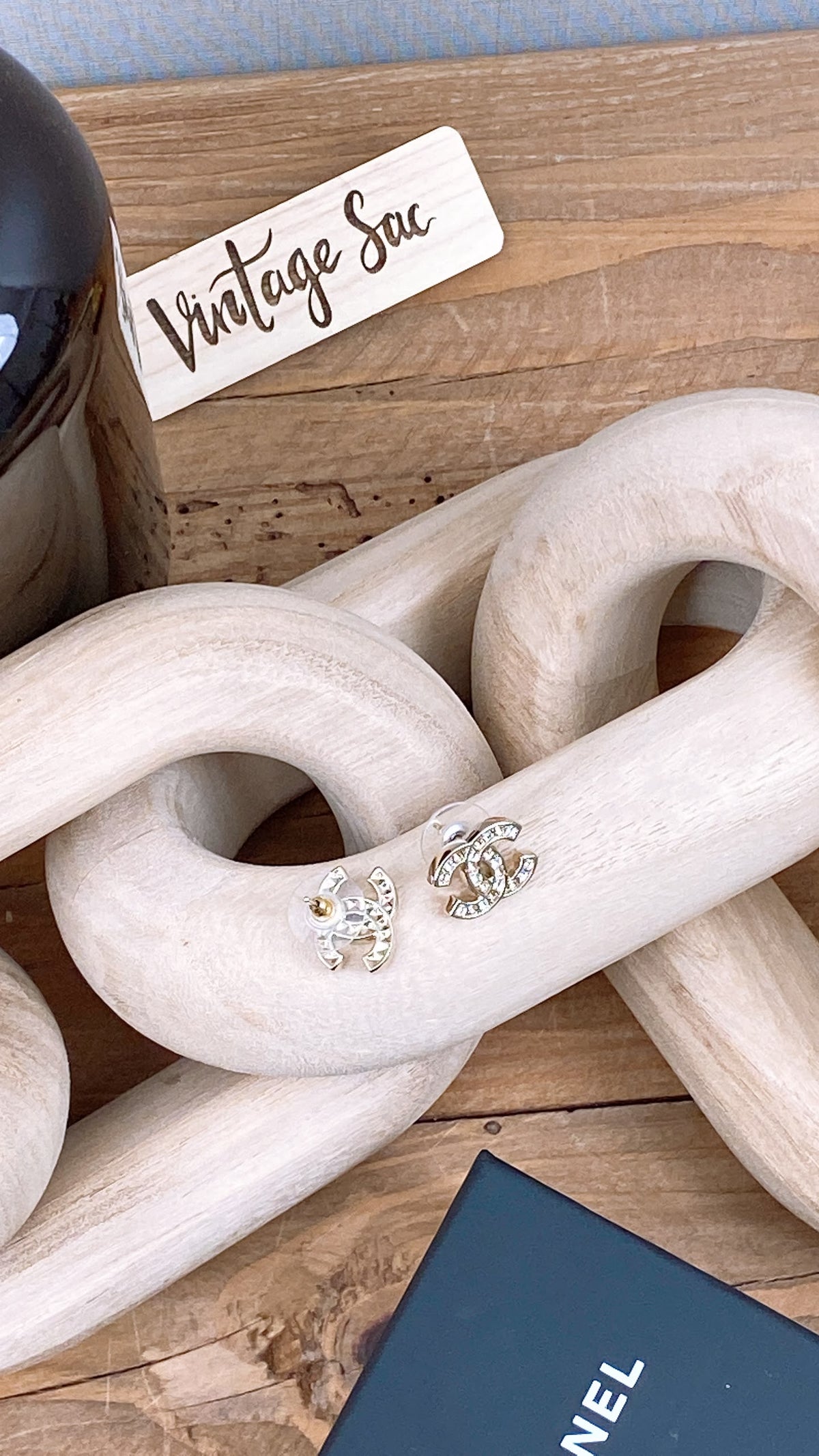 Chanel Light Gold Bi Color Diamanté Earrings