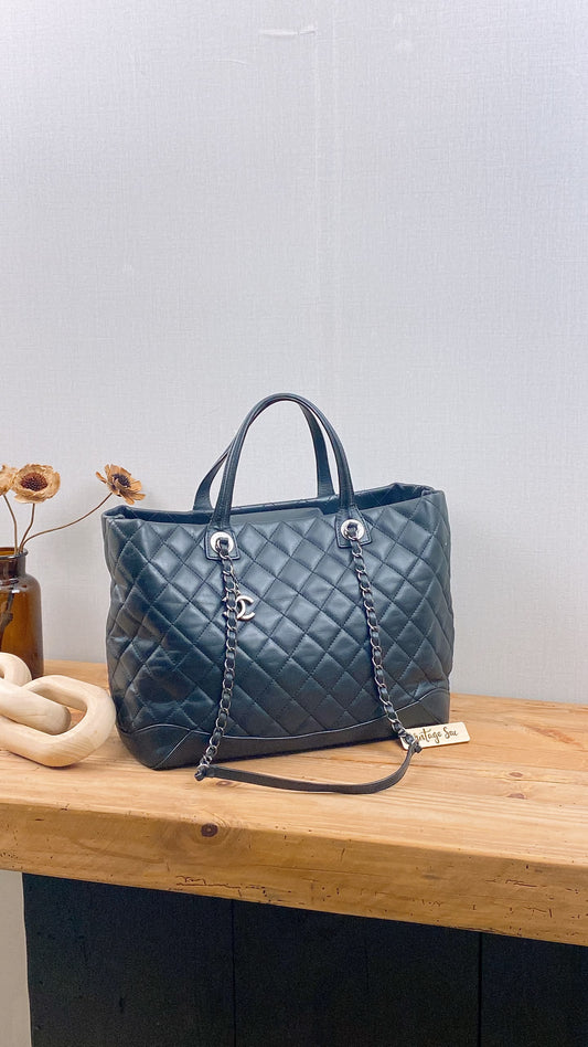 Chanel Black Calfskin Easy Shopping Tote