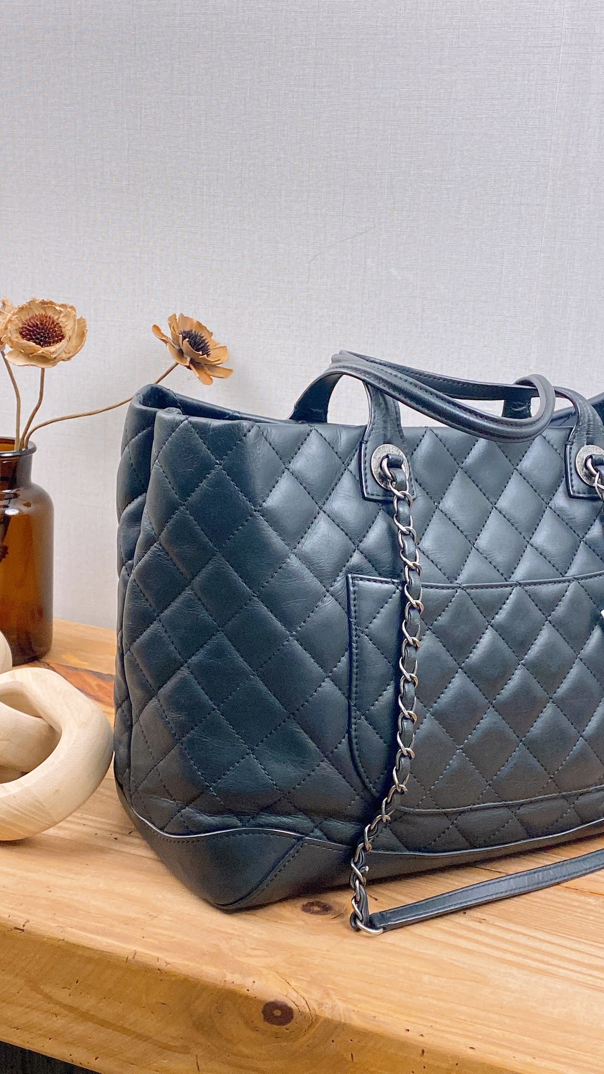 Chanel Black Calfskin Easy Shopping Tote