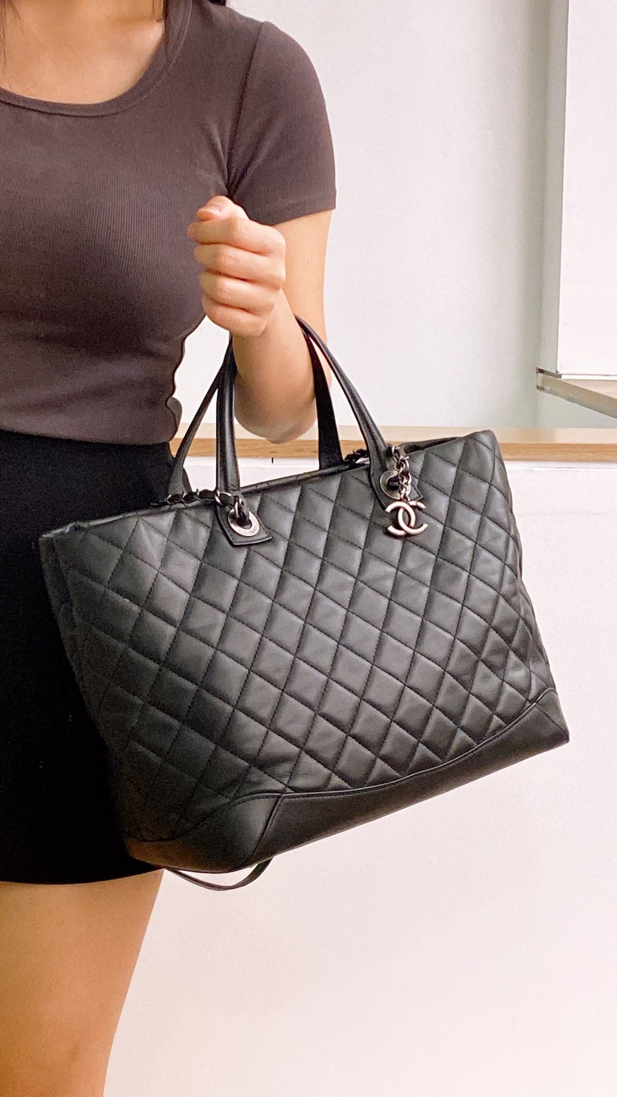 Chanel Black Calfskin Easy Shopping Tote