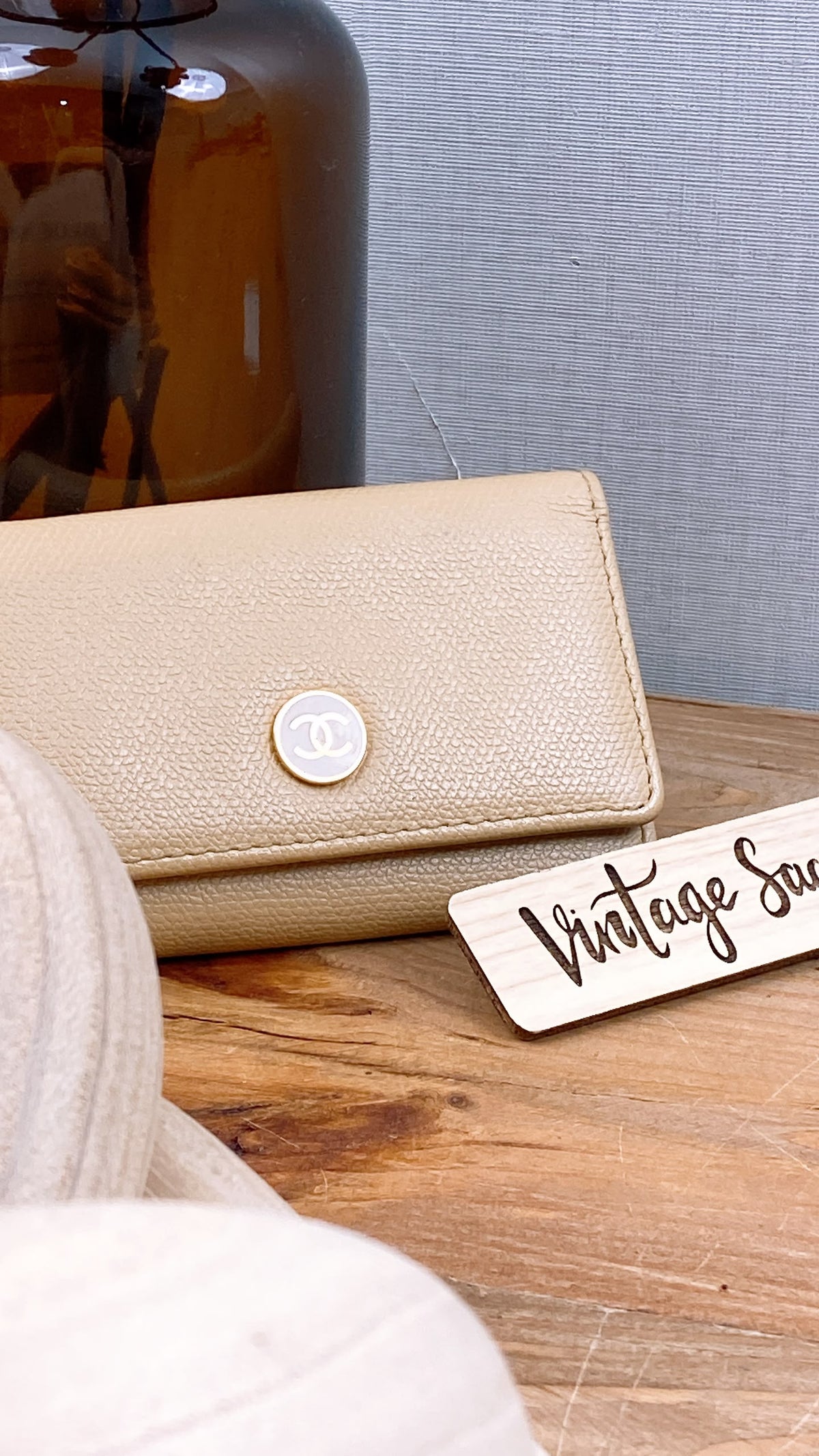 Chanel Beige Calfskin Key Pouch