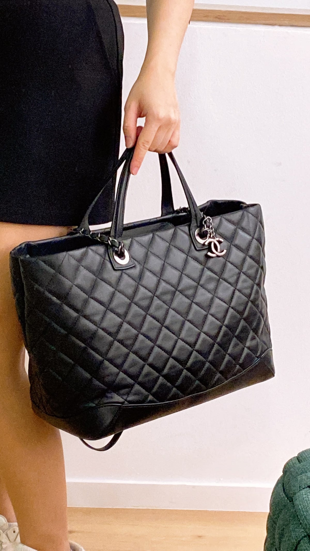 Chanel Black Calfskin Easy Shopping Tote