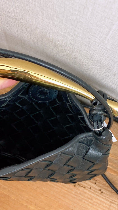Bottega Veneta Black Intrecciato Baby Sardine (GHW)