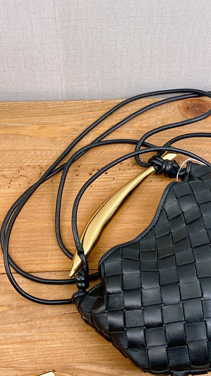Bottega Veneta Black Intrecciato Baby Sardine (GHW)