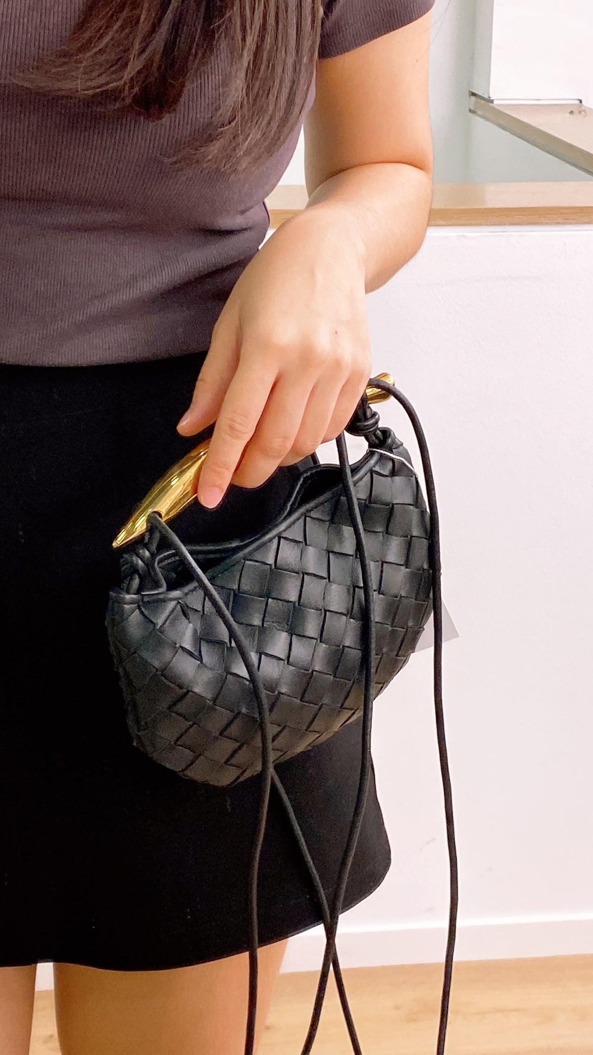 Bottega Veneta Black Intrecciato Baby Sardine (GHW)