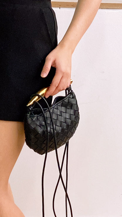 Bottega Veneta Black Intrecciato Baby Sardine (GHW)