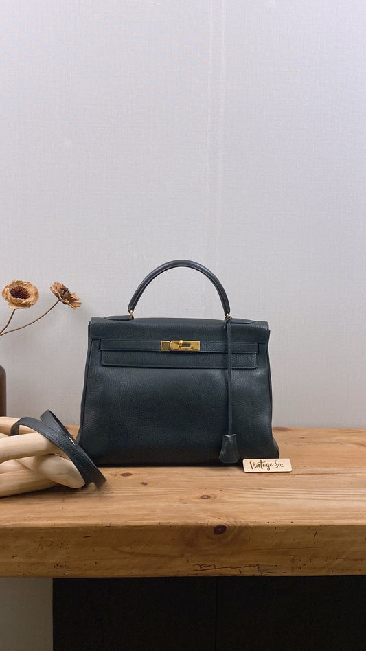Hermes Black Ardennes Leather Kelly 32 (GHW)