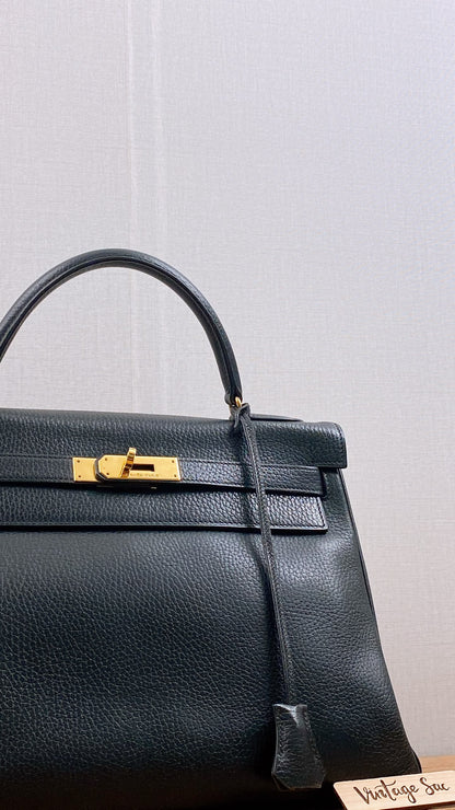 Hermes Black Ardennes Leather Kelly 32 (GHW)