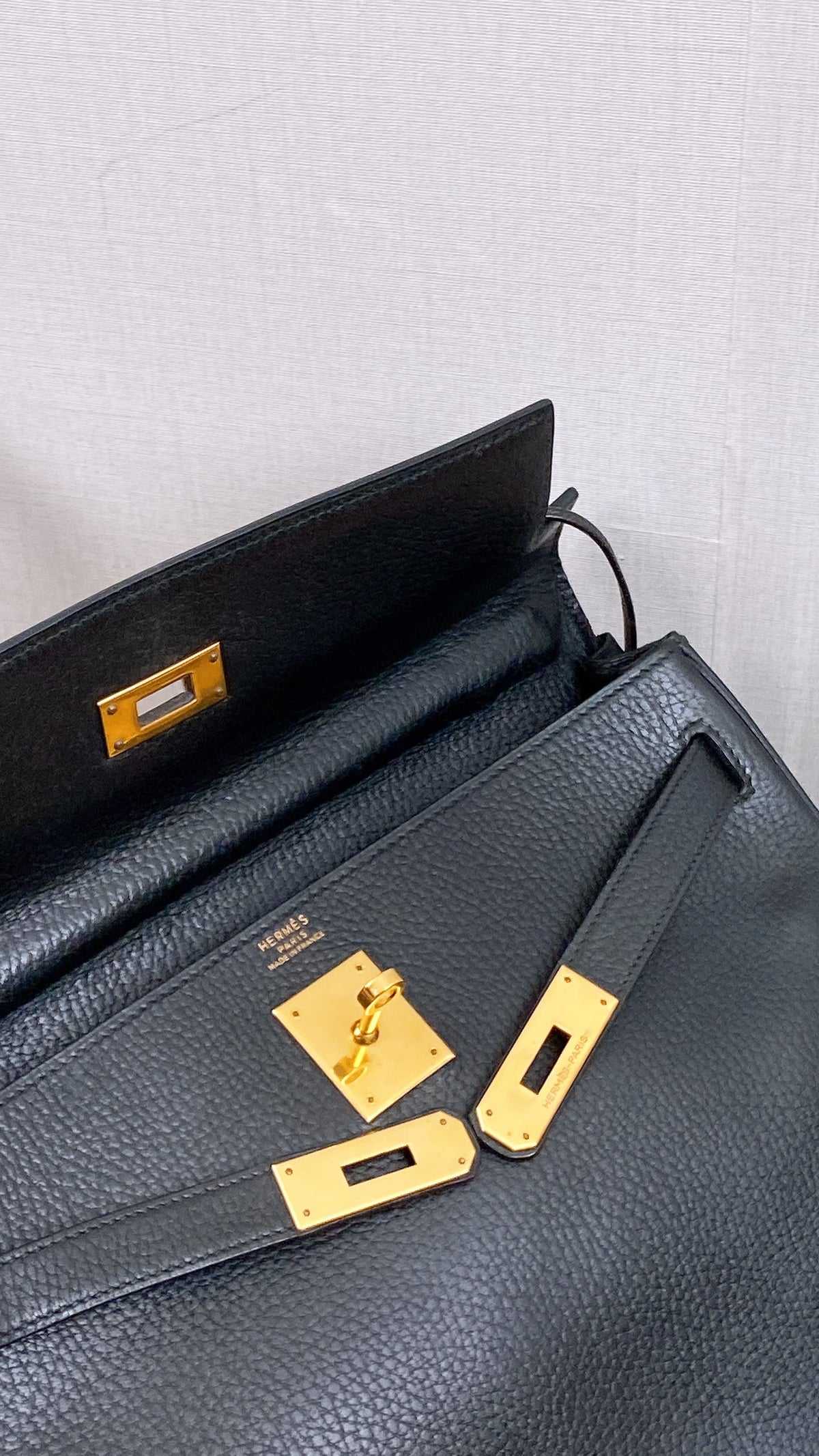 Hermes Black Ardennes Leather Kelly 32 (GHW)