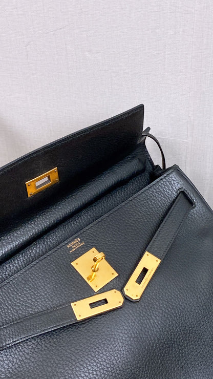 Hermes Black Ardennes Leather Kelly 32 (GHW)