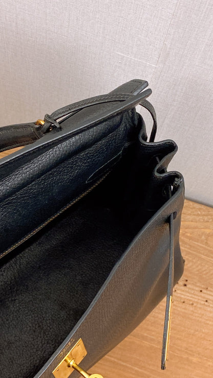 Hermes Black Ardennes Leather Kelly 32 (GHW)