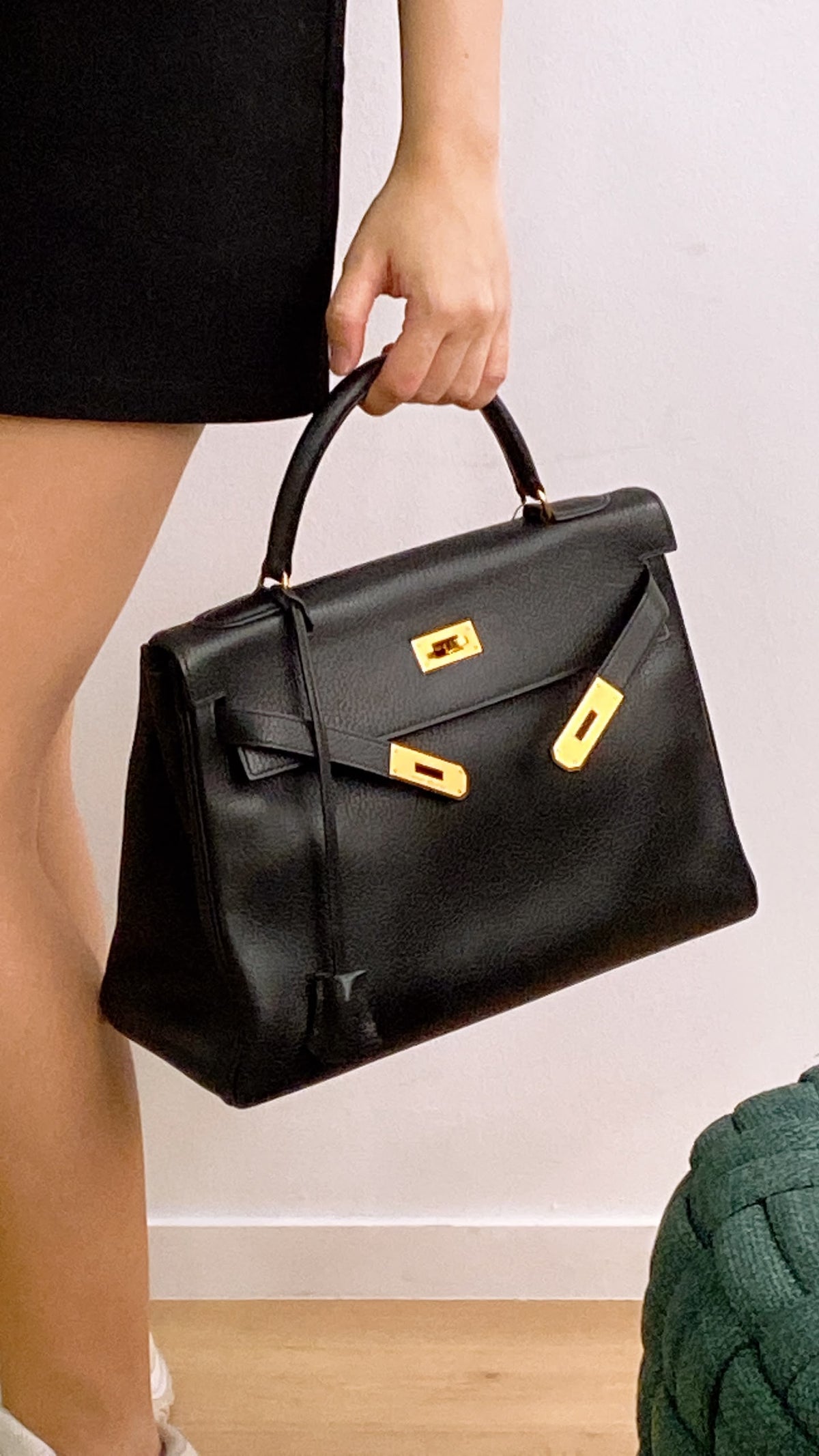 Hermes Black Ardennes Leather Kelly 32 (GHW)