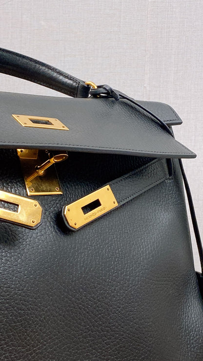 Hermes Black Ardennes Leather Kelly 32 (GHW)