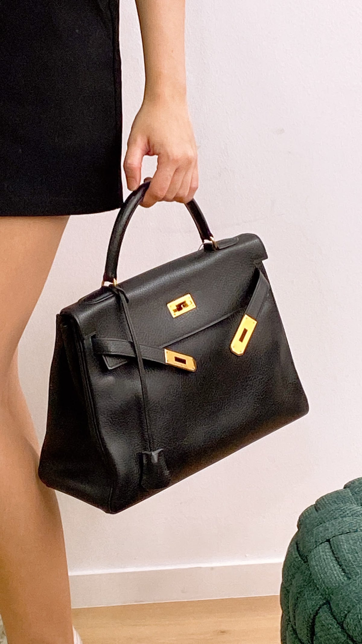 Hermes Black Ardennes Leather Kelly 32 (GHW)