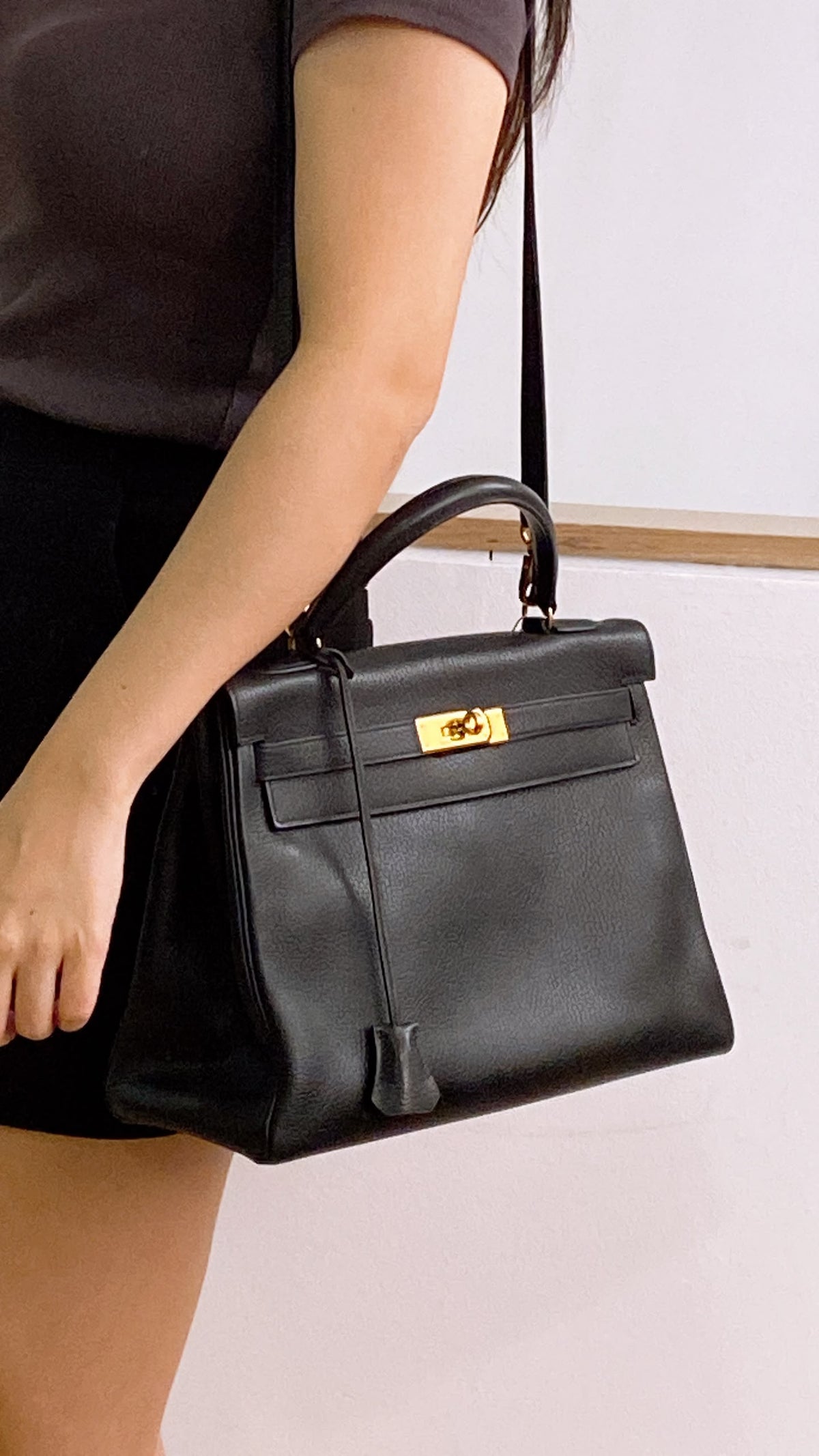 Hermes Black Ardennes Leather Kelly 32 (GHW)